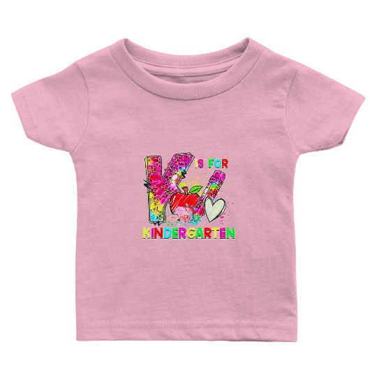 Tie Dye Leopard K Is For Kindergarten Teacher Back Baby T Shirts