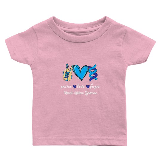 Peace Love Cure Mowat-Wilson Syndrome Blue Ribbon Baby T Shirts