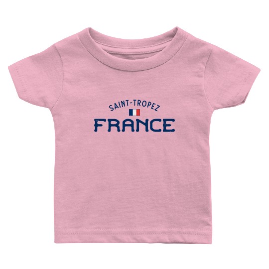 Distressed Saint Tropez France With French Flag Baby T Shirts