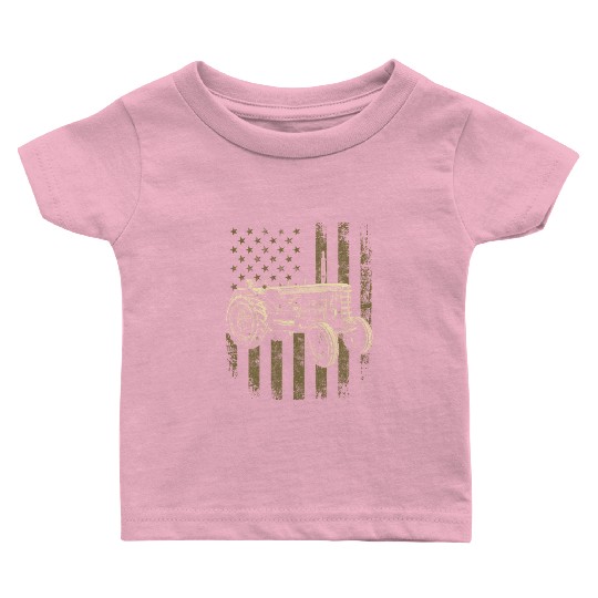 Patriotic Tractor American Flag Tractor Farmer Baby T Shirts