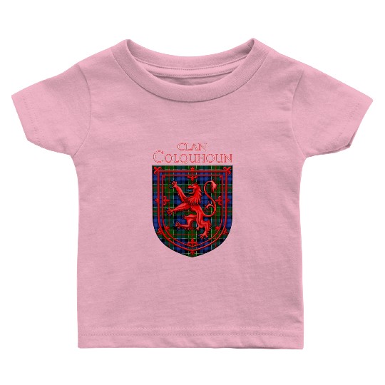 Colquhoun Tartan Scottish Plaid Lion Rampant Baby T Shirts