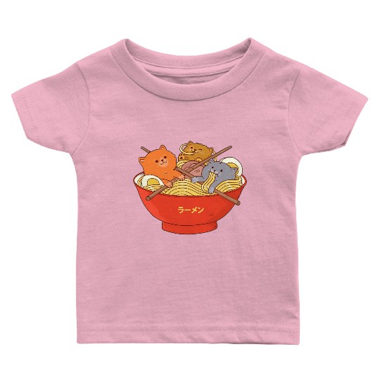 Kawaii Anime Cat Japanese Ramen Noodle Baby T Shirts