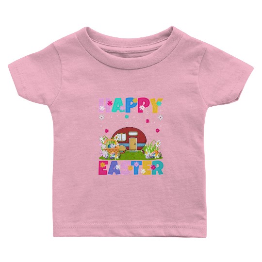 Camper Van Happy Easter Camper Van Easter Sunday Baby T Shirts