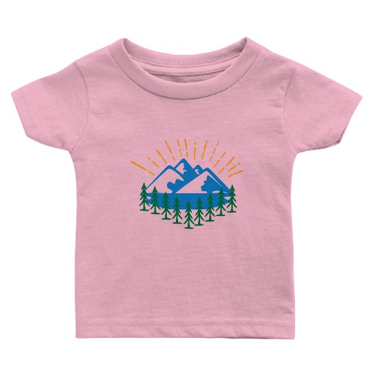 Blue Mountain And Forest Baby T Shirts