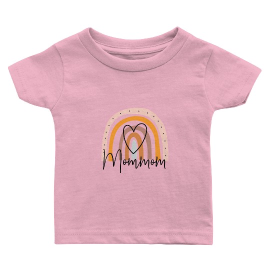 Mommom Rainbow Heart Grandma Mother'S Day Baby T Shirts