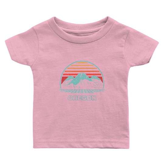 Oregon Mountain Hiking 80S Style Baby T Shirts