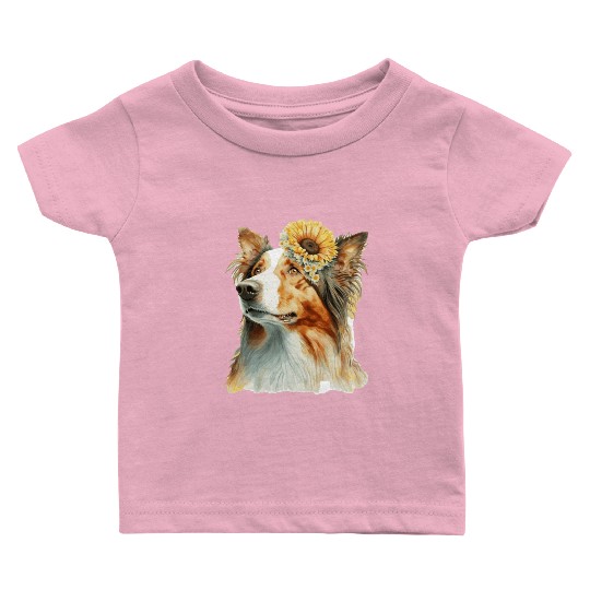 Cute Border Collie Sunflower Dog Breed Pet Puppy Baby T Shirts