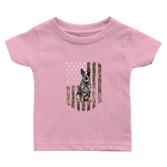 Camo American Flag Australian Cattle Dog 4Th Of Baby T Shirts