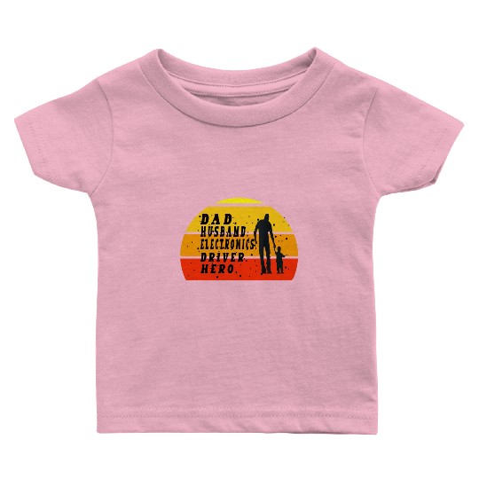 Father's day vintage sunset dad husband hero Baby T Shirts