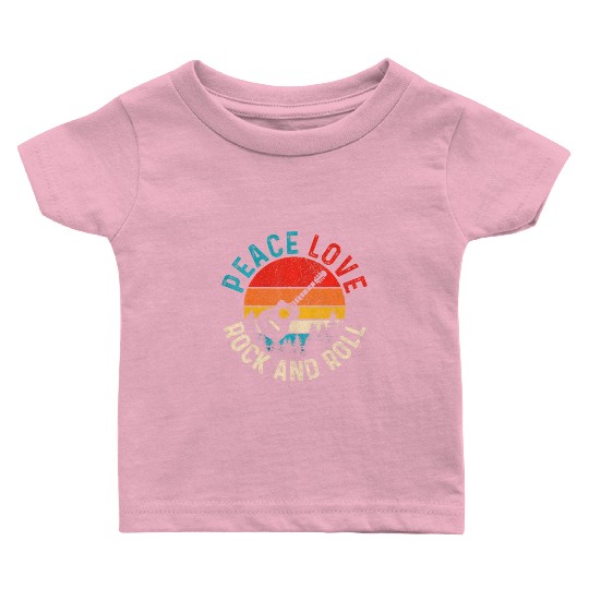 Peace Love & Rock & Roll Guitar Player Guitarist Baby T Shirts