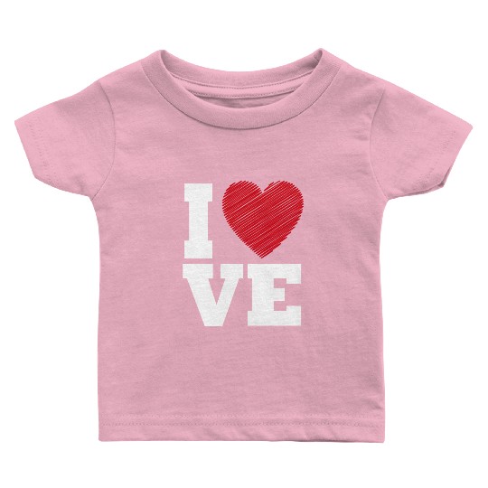 Love Heart Typography for Valentines Day Baby T Shirts