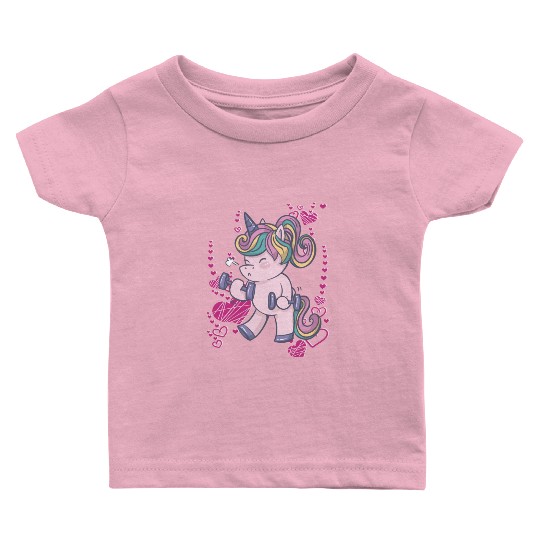 Unicorn trains in the gym and loves bodybuilding Baby T Shirts