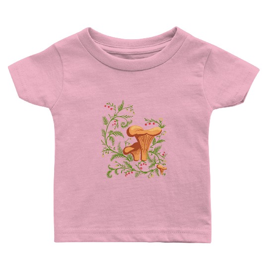 Forest Mushrooms Floral Fungi Ukrainian Vyshyvanka Baby T Shirts