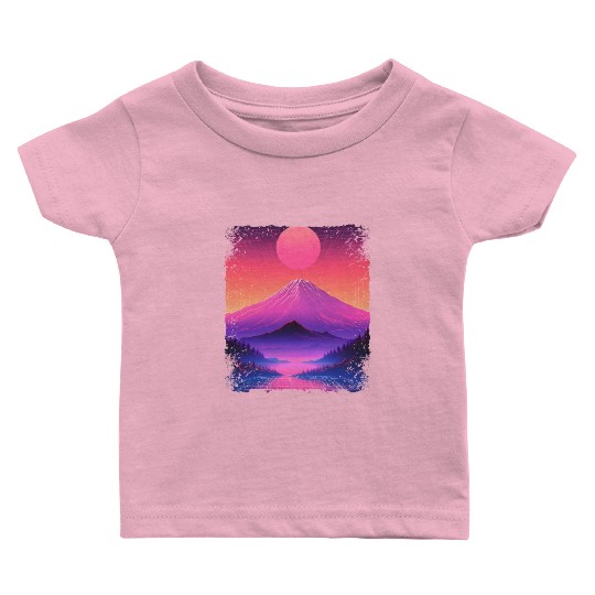 Mount Fuji Aesthetic Japan Sight Vaporwave Volcano Baby T Shirts