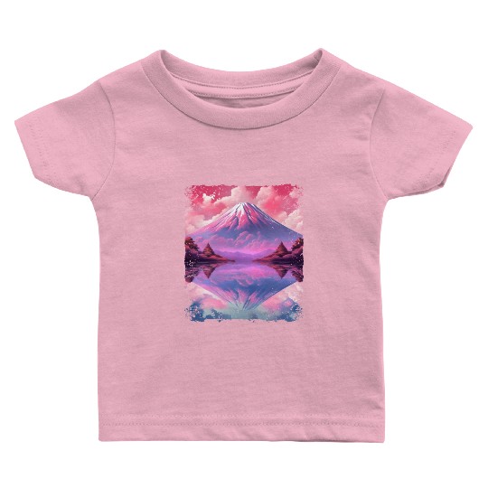 Aesthetic Vaporwave Volcano Japan Sight Mount Fuji Baby T Shirts