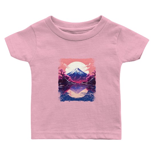 Vaporwave Aesthetic Japan Sight Mount Fuji Volcano Baby T Shirts