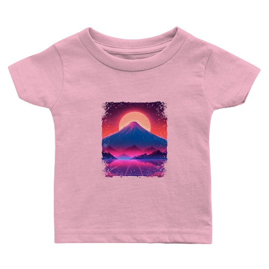 Aesthetic Vaporwave Japan Sight Mount Fuji Volcano Baby T Shirts