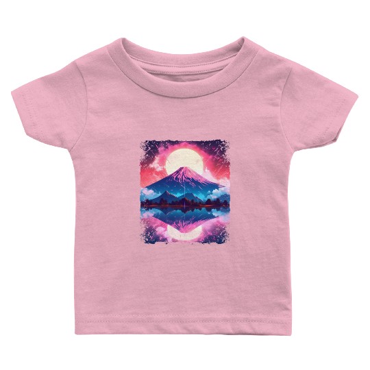 Mount Fuji Vaporwave Aesthetic Japan Sight Volcano Baby T Shirts