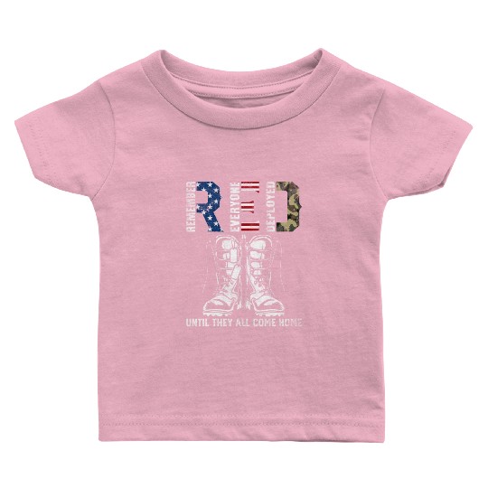Remember Everyone Deployed Us Flag Camouflage Red Baby T Shirts