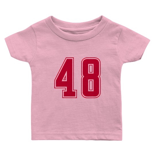 Red Number 48 Team Junior Sports Numbered Baby T Shirts