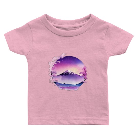Japan Mount Fuji Dreamy Lo-Fi Style Retro Purple Baby T Shirts