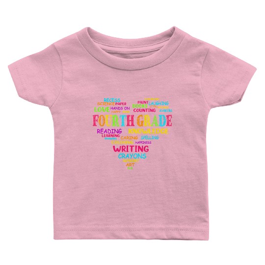Heart 4th Grade Typography Team Teacher Back To Baby T Shirts