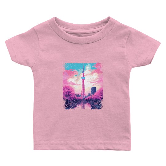 Aesthetic Skytree Tokyo Vaporwave Japanese Sight Baby T Shirts