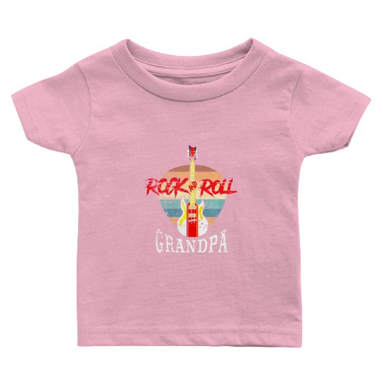 Rock And Roll Grandpa Vintage Retro Guitar Baby T Shirts