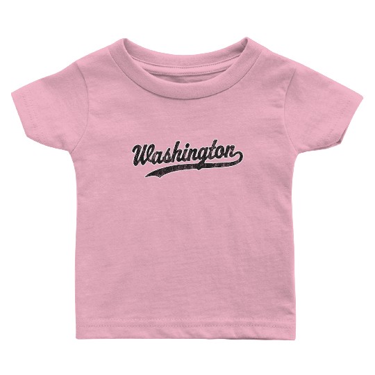Washington Dc Black Athletic Sports Script Baby T Shirts