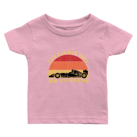 Its Lights Out And Away We Go Retro Sunset Formula Baby T Shirts