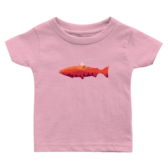 Trout Fly Fishing Nature Outdoor Fisherman Baby T Shirts