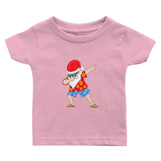 Christmas in July Santa Hawaiian Dabbing Santa Baby T Shirts