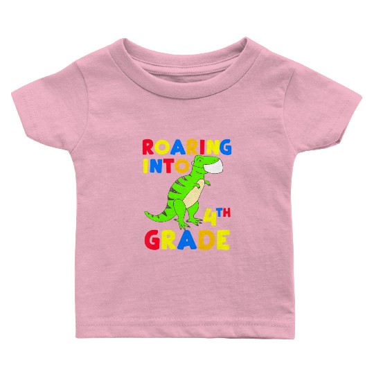 Roaring Into 4th Grade Four Back To School 2020 Baby T Shirts