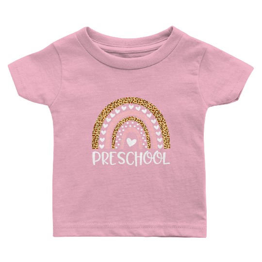 Preschool Teacher Leopard Rainbow Teacher Back To Baby T Shirts