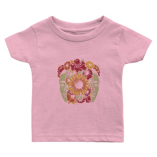 Frida Kahlo Head Flowers Baby T Shirts