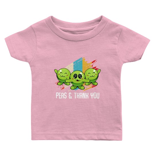 Peas Peas Thank You Cute Vegan Pun Baby T Shirts