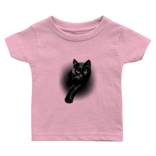 Black Cat Yellow Eyess Cats Baby T Shirts