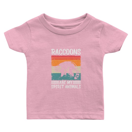 Raccoon Lover My spirit Animal Is A Racoon Retro Baby T Shirts