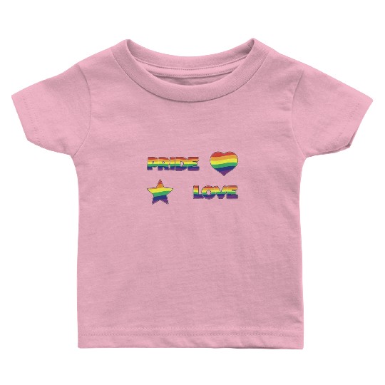 LGBTQ community stickers with flag star and heart Baby T Shirts