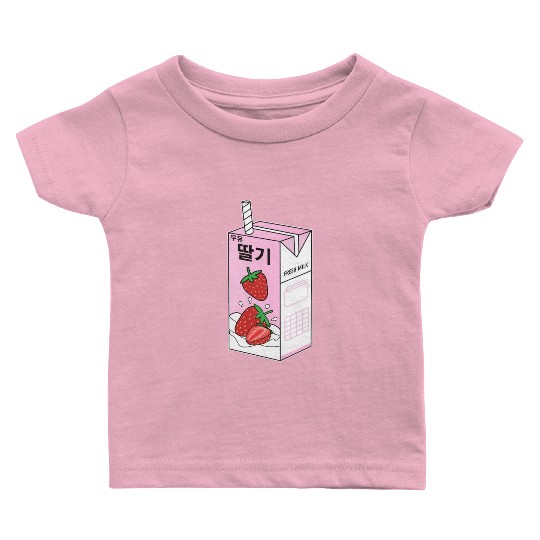 K Pop Strawberry Milk Drink Korea Kpop Korean Baby T Shirts