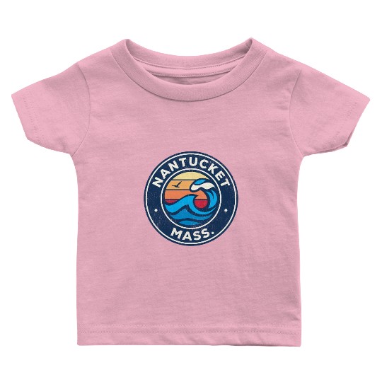Nantucket Massachusetts Ma Nautical Waves Baby T Shirts