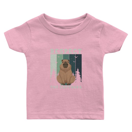 Retro Respect The Capybara Capybara Lover Meme Baby T Shirts