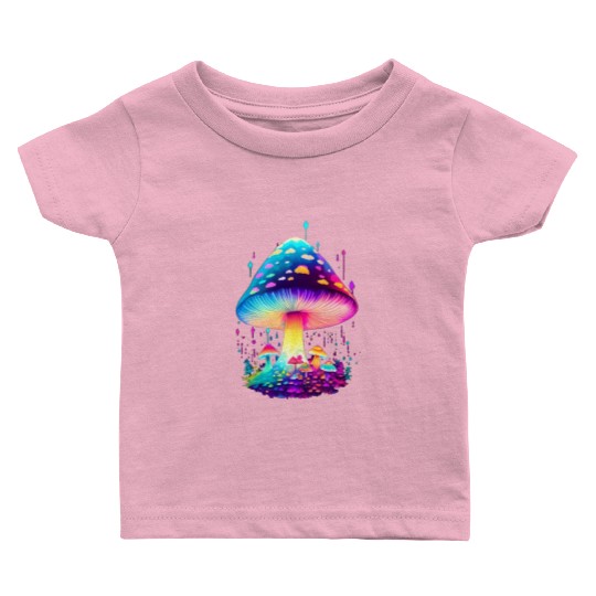 Enchanting Fungi: A Neon Wonderland Baby T Shirts