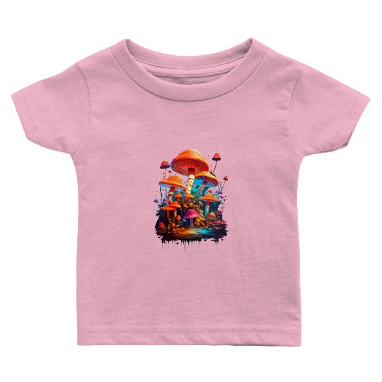 Neon Mushrooms 303 Baby T Shirts