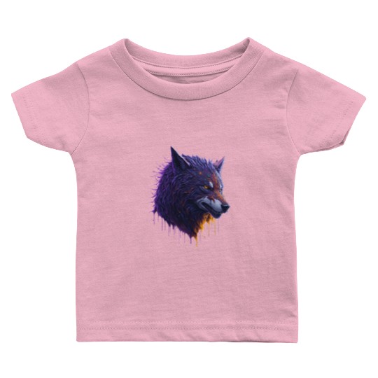 Colorful Paint Splash Art of a Wolf Head Baby T Shirts