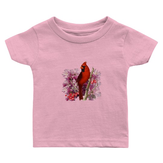 Funny Red Cardinal Bird Ornament Christmas Gifts Baby T Shirts