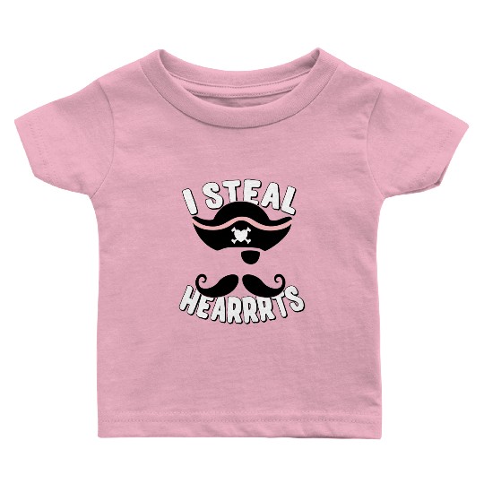 I Steal Hearrrts Valentines Pirate stars Baby T Shirts