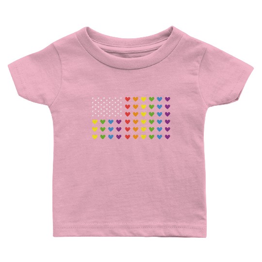 American flag LGBT pride hearts 4th of July Baby T Shirts