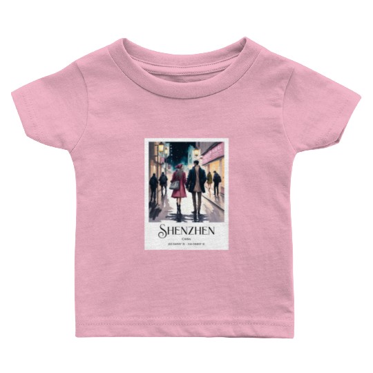 Loving couple walking in streets of Shenzhen China Baby T Shirts