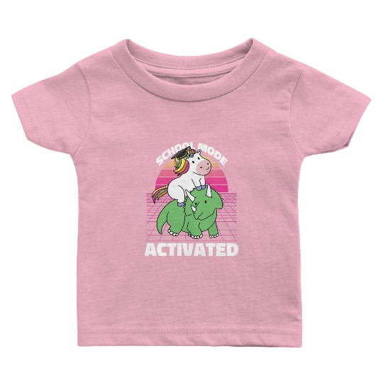 Student Unicorn Triceratops Dino Back To School Baby T Shirts